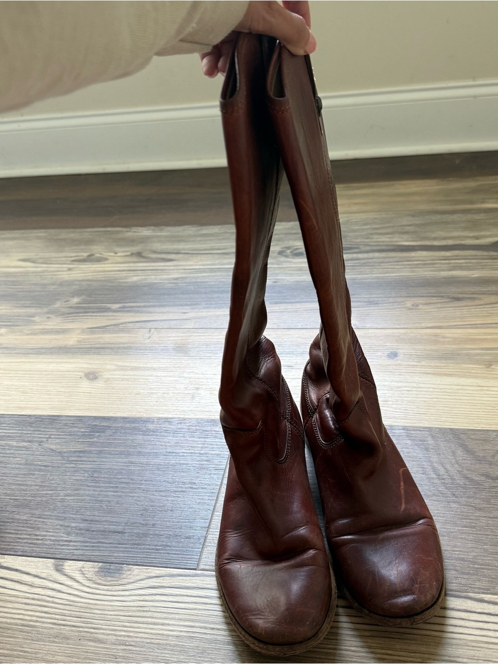 Frye Chestnut Brown Melissa Tall Leather Pull-On Boots